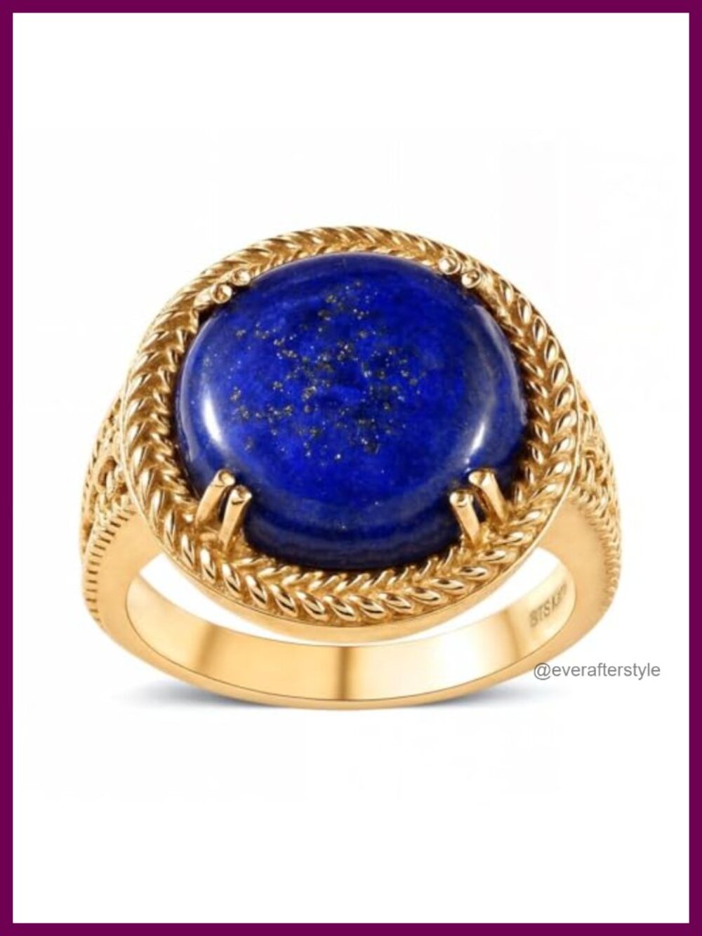 Lapis Lazuli Birthstone Promise Ring ION Plated 18K Yellow Gold Statement